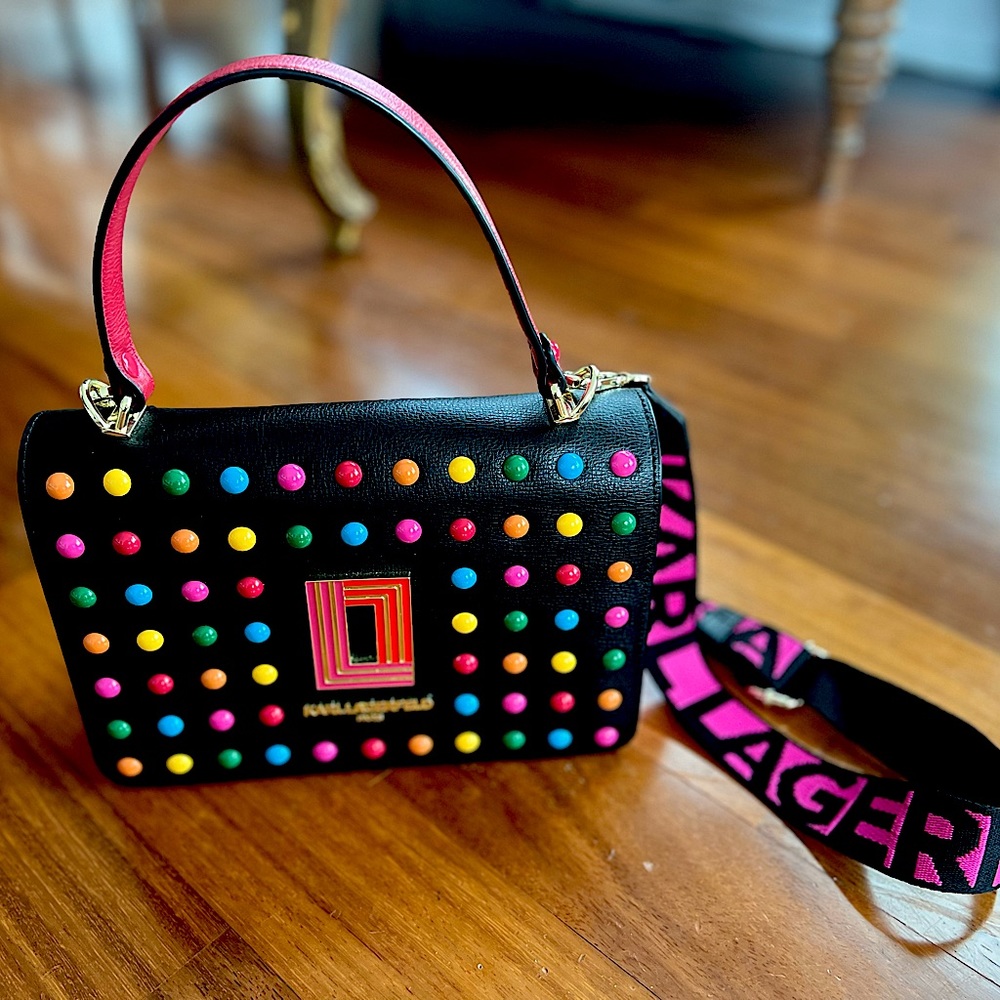 Karl Lagerfeld Paris Simone Flap Crossbody Black Multi